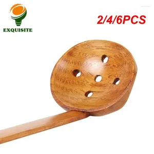 Spoons 2/4/6PCS Long Handle Colander One-piece Molding Bamboo Tortoise Shell Texture 22cm Kitchen Gadgets Pot Scoop