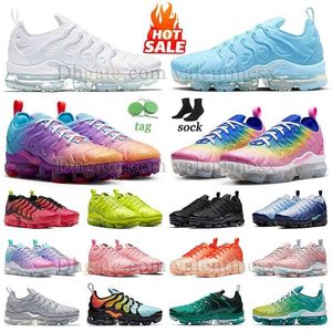 Dhgate Novos tênis de corrida TN Plus University Blue Multi Gradient Triple White Men Women Sneaker Bubblegum Atlanta Ice Blue Lemon Lime Rosa Treinadores ao ar livre