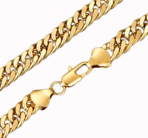 Fina bröllopsmycken 24K Real Yellow Gold Chain Inish Solid Heavy 8mm XL Miami Cuban Curn Link Necklace Chain Packaged Uncond7299960