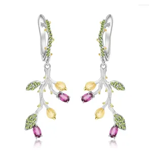 Dangle Earrings Statement Earring Gold Plated Natural Rhodolite Garnet 925 Sterling Silver Tree Drop Jewelry For Women 2024