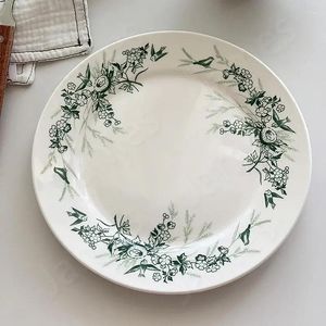 Plattor Flower Bird Pattern Plate European Style Ceramic Table Seary Retro Dinner Dessert Fruit Salad Steak Pasta Hushåll