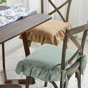 Pillow Ruffled Chair Pads For Dining Vintage Seat With Ties Non Slip Kitchen Country Cottage Farmhouse 2Pcs