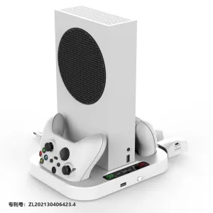 Står nytt för Xbox Series S dubbla kontroller Charger Station Vertical Stand Cooling Fan Holder Charger för Xbox One/S -konsol