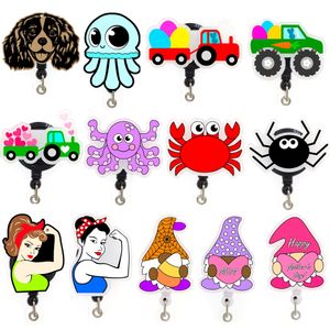 10 pcs/lot Custom Mix Style Crab Acrylic Plastic Badge Reel For Nurse Doctor Work Accessories Badge Holder With Clip