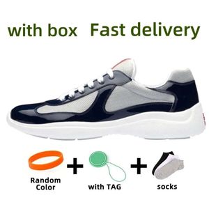 Top Designer Prad Americas Cup Men's Casual Shoes Runner Women Sports Shoes Low Top Sneakers Men Rubber Sole Fabric Patent Leather Wholesale Discount Trainer 637