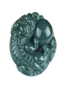 Fina smycken ren naturlig hand snidad grön jade säker rika onda sprit modiga trupper amulet häst halsband pendant8012547