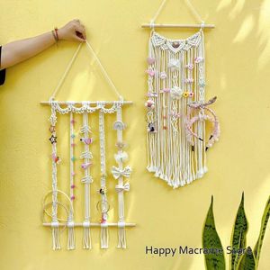 Tapisserier Macrame Bow Holder Pannband Boho Kids Wall Decor Hair Organizer Nursery