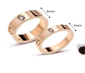 Love Rings for Women Men Couples Cubic Zirconia Titanium Steel Wide 6mm or 4mm Size 511 Wedding Rings4417060