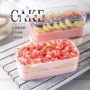 Coppe usa e getta cannucce 10 pezzi di mousse rossa netta Box 280ml 340 ml Torta pasticceria piccola confezione di plastica imballaggio biscotti biscotti cioccolato caramelle cioccolato