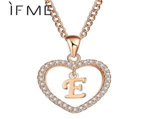 Hänghalsband Inledande E Letter Heart Crystal CZ hängen kvinnor uttalande charms guld silver färg krage choker smycken gåva523072692