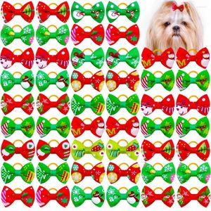 Dog Apparel 100pcs Christmas Bows Hair Accessories Xmas Pet Small Supplies Rubber Santa Snowman For Dogs