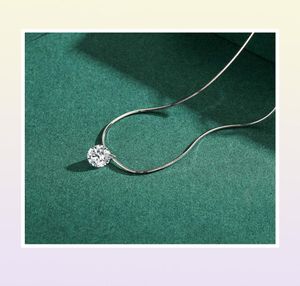 Modian 100 925 Sterling Silver Trendy Simple Clear CZ Choker Necklace Pendant Fashion Link Chain For Women Party Fine Jewelry 2105997180