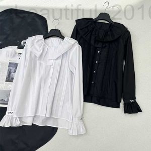 Bloups Women Shirts Designer 2024 No início da primavera nova nova camisa de colar de renda bordada para mulheres hekr