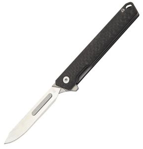 Kolfiberhandtag Scalpel Blad Folding Knife Outdoor Camping Travel Cutter EDC Tool med 10st Bytesbara blad3512722