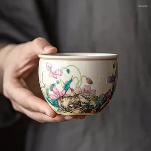 Fincan tabakları antik çiçekler odun külü Çin fincan çanak çömlek güzel çay seti çaylak kupaları tören için