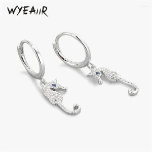 Dangle Earrings WYEAIIR Sweet Lovely Zircon Mini Seahorse 925 Sterling Silver For Women Luxury Jewelry Party Gift