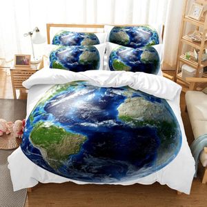 Set di biancheria da letto set 3d set pianeta pattern telo da letto copertina piumino con piumino da letto con piumino