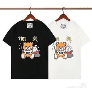 Designer men's summer new loose printed letter black cartoon T-shirt and fashion women's casual luxury bear short sleeve trend men's and women's short sleeve size S-4XL