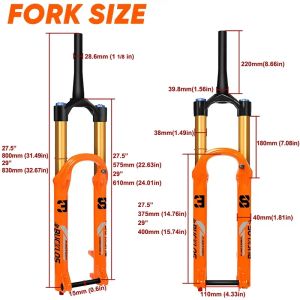 Bucklos 15*110mm MTB Fork Fit Enduro Bike 27.5er 29er E-Bike Fork 38mm Factory Thru Axle Mountain Bike Forks Fit Discブレーキ