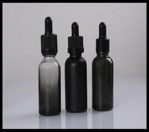 30 ml glas på flaskor matt svarta droppflaskor för örtextrakt Glasdropparflaskor Gummi bröstvårtor Spray Cap 100pieceslot2654835