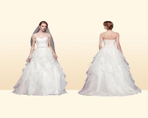 Neue Spitzen- und Organza -Hochzeitsballkleid mit Perlenschatz -Designer