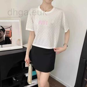 Women's T-Shirt designer brand Mantianxing 24 Summer New Korean Edition Versatile Fashion Heavy Industry Hot Diamond Knitted Short Sleeve Thin Top for Women X8GU