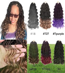 LANs de 14 polegadas de 14 polegadas de crochê senegalês ombre roxo Braiding Hair Weits Ends Synthetic Novo estilo fino tranças de crochê jumbo bund3482878