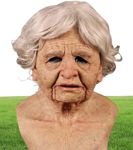 Realistyczna ludzka impreza Wrinkle Cosplay Scary Old Man Full Head Lateksowa maska ​​na Halloween Festival 2206107717400