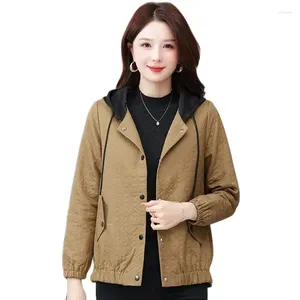 Jackets femininos Jacket Ladies 2024 Spring e Autumn Coat Korean Casual Fashion Diamond Diamond Cardigan Temperamento Top com capuz