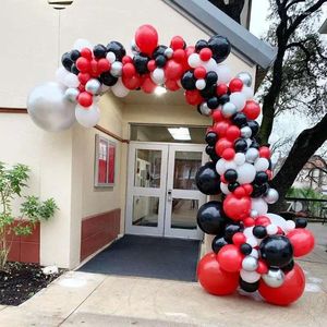 Party Decoration 167 st/set Red Black White LaTex Balloon Garland Arch Kit 18inch Chrome Metal Silver Wedding Birthday Decor Suppl