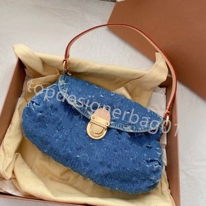 Shoulder Bags Evening Bags Denim Blue Handbags Women Vintage Designer Shoulder Bags Jeans Undershoulder Hobo Purse Clutch Totes Old Flower V Handbag Crossbody Bag