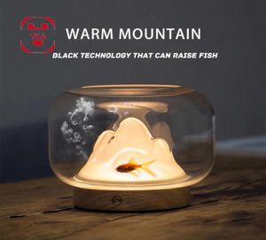 Warm Mountain Night Light Nacht Desktop Tischlampe Schwarze Technologie Luminöser Fischtank Blumendekoration Juwely einzigartiges Geschenk9581197