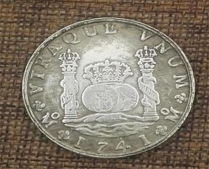 Coluna dupla em espanhol 1741 Antigo Coin Silver Moeda de prata estrangeira Diâmetro de moeda 38mm2580986