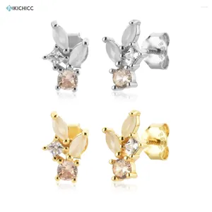 Orecchini per borchie Kikichicc 925 Sterling Silver Gold Leafs Champagne Zircon CZ Earring Piercing 2024 Women Wedding Jewelry Clips pendientes