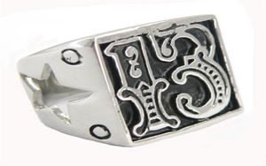 Fanssteel rostfritt stål vintage mens eller wemens smycken signet Lucky Evil 13 Cutout Star Biker Ring Number Ring 10W3331365989604
