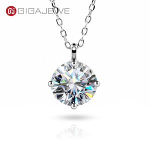 Gigajewe Christmas Pandent 3CT 9mm EF Round Cut Necklace 18K White Gold Plated 925 Silver Moissanite Jewelry GMSN0304873714