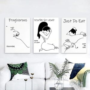 Pop Erotic Line Art Woman Body Sexy Black And White Poster Couple Canvas Painting Wall Art Bedroom Nordic Home Decor Picture