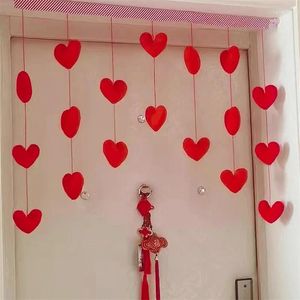 Estatuetas decorativas Partição de cortina de janela de porta fofa para sala de estar quarto de cozinha decoração de menina punção grátis amor amor coração