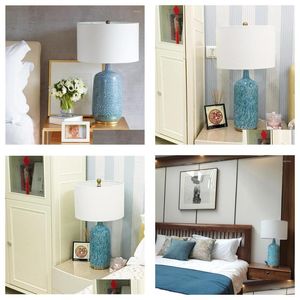 Table Lamps Classical Bedside Lamp Creative Blue Ceramic Living Room Vintage Model Bed-Lighting For Bedroom Drop Delivery Lights Light Dh3Un