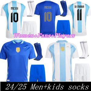 24-25 Futbol Formaları Arjantin 3 Yıldız Messis Hayranları Oyuncu Versiyon Mac Allister Dybala Di Maria Martinez de Paul Maradona Çocuk Çocuk Kiti Erkek Kadın Futbol Gömlek
