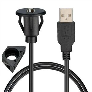 1PC 1M Small Car Dashboard Flush Mount Line USB 2.0 Port Panel Extension Cable Male to Female Socket Excellent Plastic Adapter