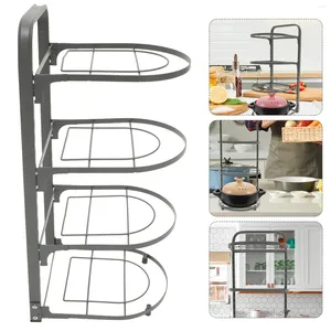 Kitchen Storage Pot Rack Supply Convenient Pan Organizer Cupboard Draining Carbon Steel