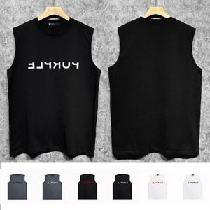 Purple Vest Heavy Cotton Sports Vest BPUR064 Перевернутый писем Петовой печать жилет R84W80 Мужская летняя американская винтажная футболка без рукавов