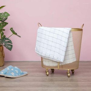 Laundry Bags Modern Golden Fashion Metal Gold Color Dirty Clothes Storage Handle Basket Home Creative Organizer With Wheel