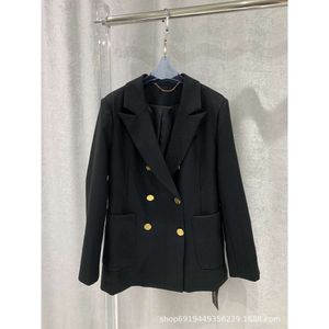 Kadın Ceketleri Sonbahar/Kış Niş Tasarım Modaya Marka Marka Siyah Omuz Pedi Takım Korece Versiyon Çifte Kesilmiş Günlük Stil
