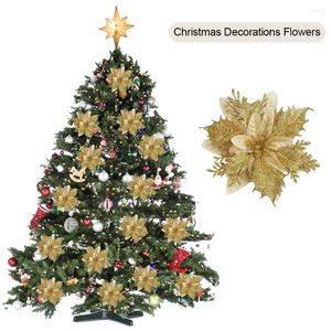 Dekorativa blommor 5/10st Glitter Artifical Multi-Purpose 5,51 tum Gold Artificial Flower Festival Theme for Wedding Christmas Home Decor