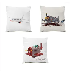 Pillow Throw Covers Polyester Linen Decoration Home Airplane Painting Bed Living Room Cover 45x45 Sofa E1397