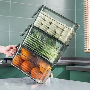 Storage Bottles Refrigerator Container Household Can Drain Food Preservation Sealed With Handle Box