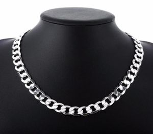 Цепи 2022 дюйма 12 мм бордюрное колье для мужчин серебро 925 Ожерелье Кокер мужчина мода мужской ювелирные украшения