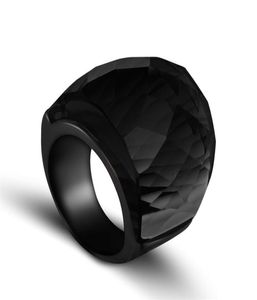ZMZY Fashion Black Large Rings for Women Wedding Jewelry Big Crystal Stone Ring 316L Rostfritt stål Anillos 2107016920404
